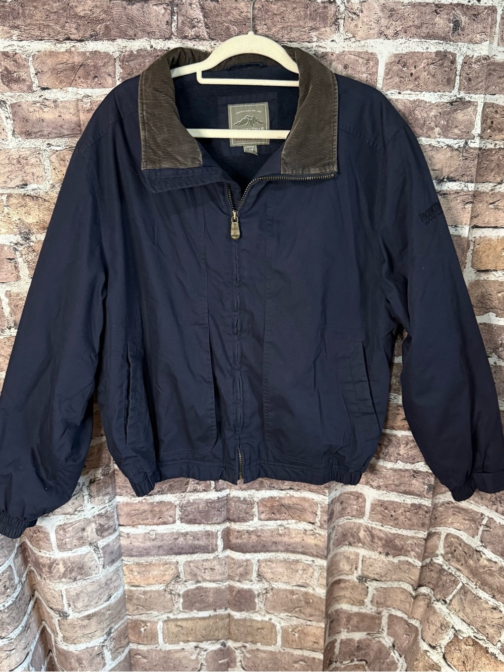 Pacific Trail Men’s M Navy Full Zip Jacket Fleece Lined Corduroy Collar